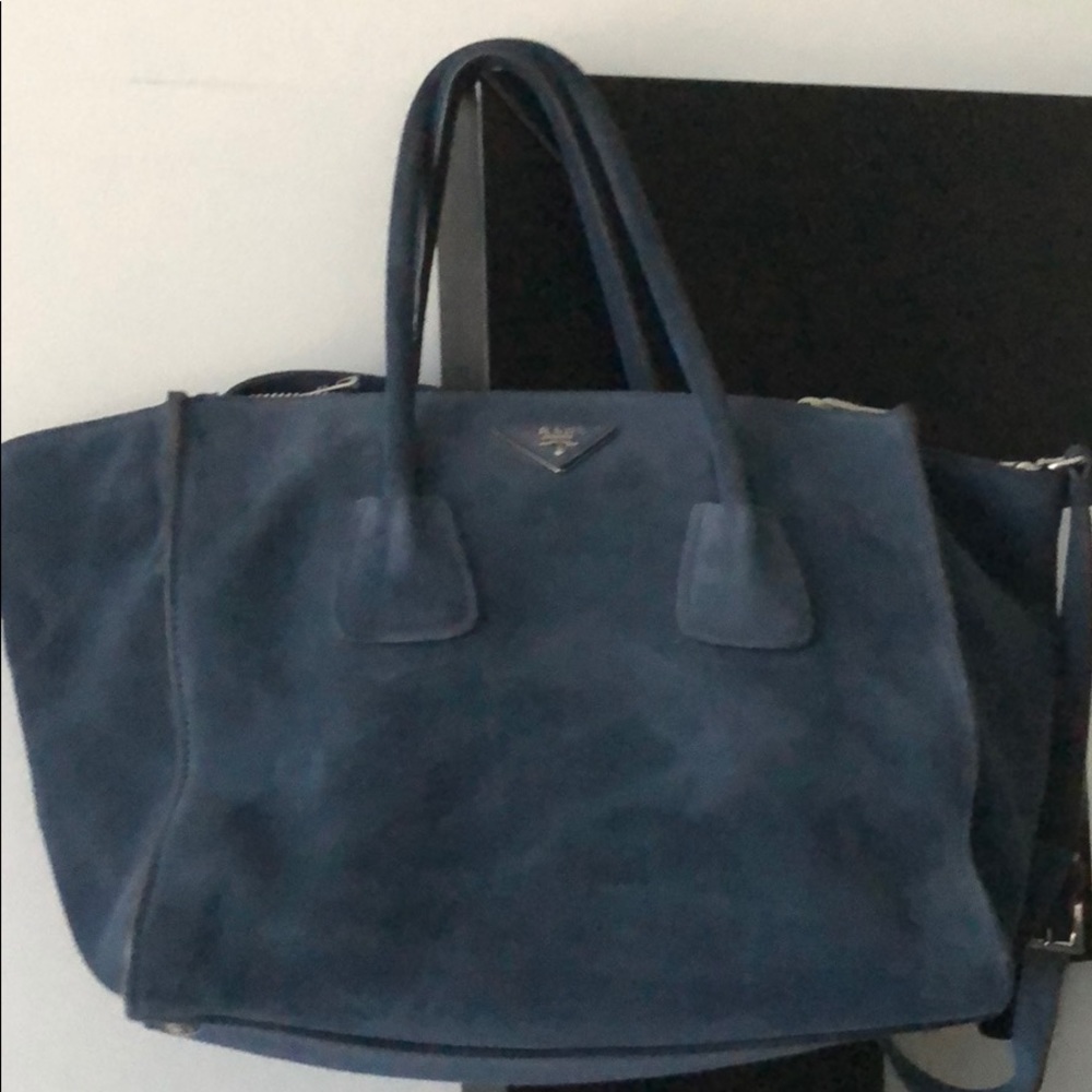 Prada suède navy blue bag